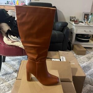 Chic Tan Over the Knee Boots Size 7
